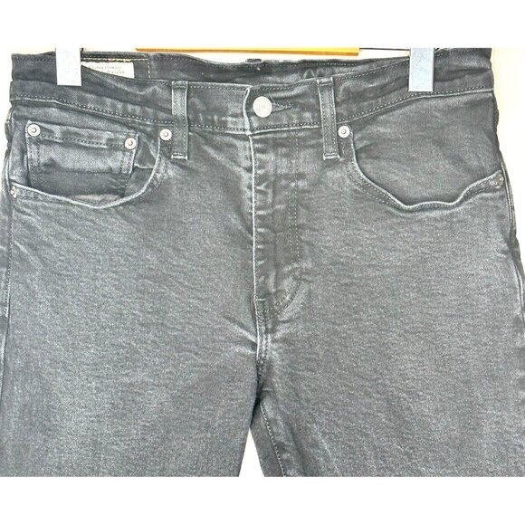 Levi's 502 Mens Jeans Premium Big E Denim Tapered Stretch Black Size 30x30 - Picture 4 of 16